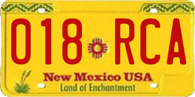 NM license plate 018RCA