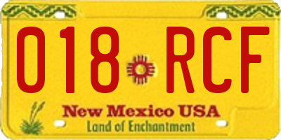 NM license plate 018RCF