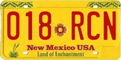 NM license plate 018RCN