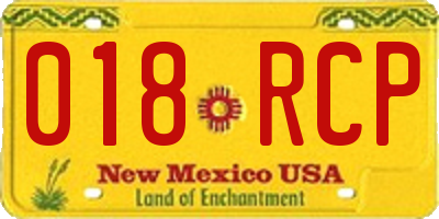 NM license plate 018RCP