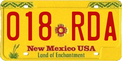 NM license plate 018RDA