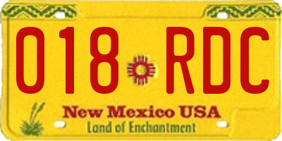 NM license plate 018RDC