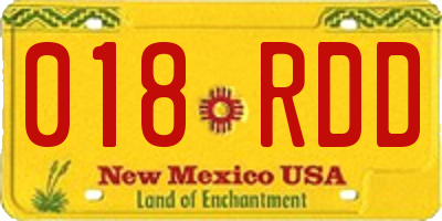 NM license plate 018RDD