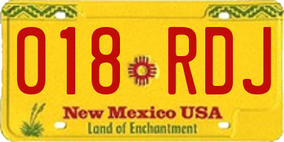 NM license plate 018RDJ