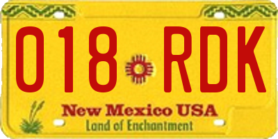 NM license plate 018RDK