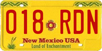 NM license plate 018RDN