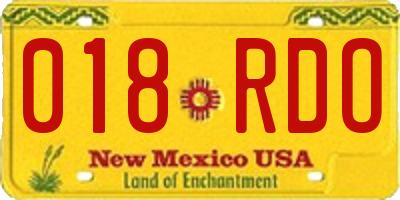NM license plate 018RDO