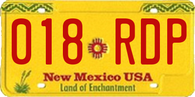 NM license plate 018RDP