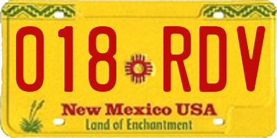 NM license plate 018RDV