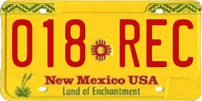 NM license plate 018REC