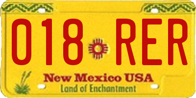 NM license plate 018RER