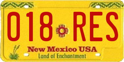 NM license plate 018RES