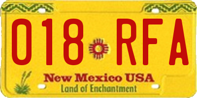NM license plate 018RFA