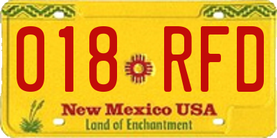 NM license plate 018RFD