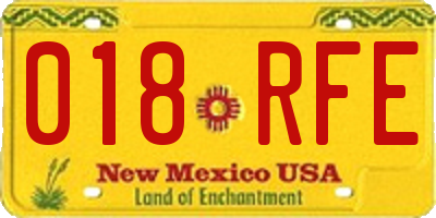 NM license plate 018RFE