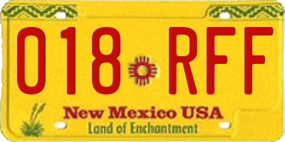NM license plate 018RFF