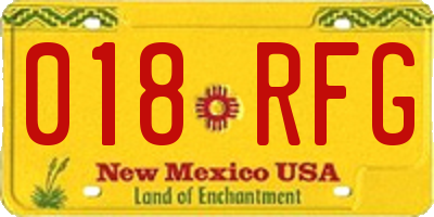 NM license plate 018RFG
