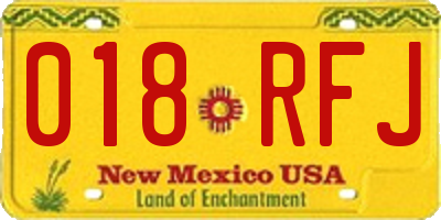 NM license plate 018RFJ