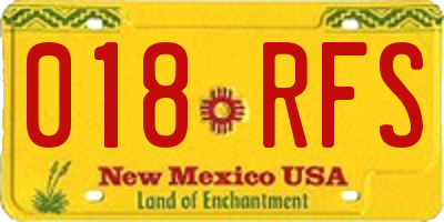 NM license plate 018RFS