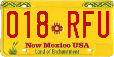 NM license plate 018RFU