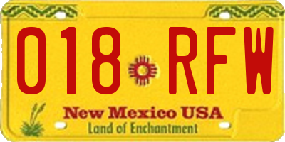 NM license plate 018RFW