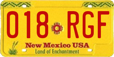 NM license plate 018RGF
