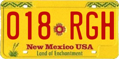 NM license plate 018RGH