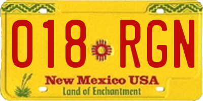 NM license plate 018RGN