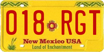 NM license plate 018RGT
