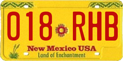 NM license plate 018RHB