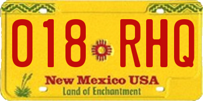 NM license plate 018RHQ