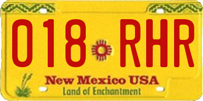 NM license plate 018RHR