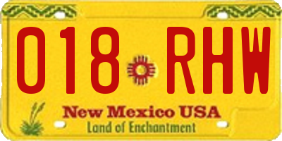 NM license plate 018RHW