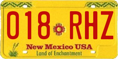 NM license plate 018RHZ