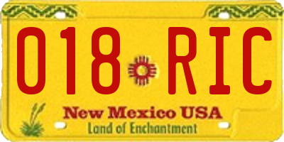 NM license plate 018RIC