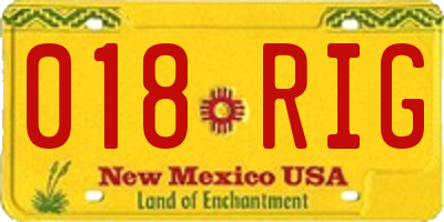 NM license plate 018RIG