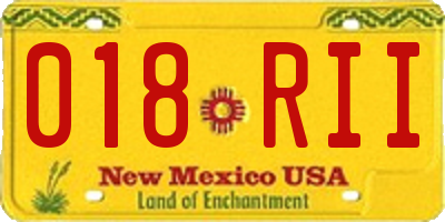 NM license plate 018RII
