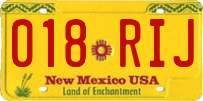 NM license plate 018RIJ