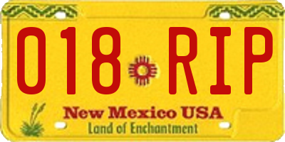 NM license plate 018RIP