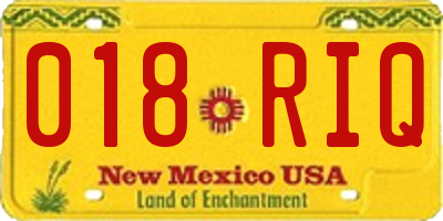 NM license plate 018RIQ