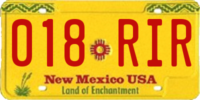 NM license plate 018RIR
