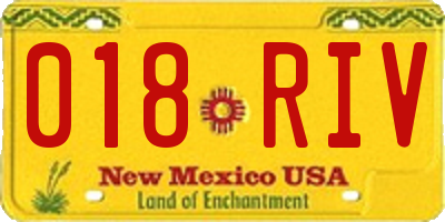 NM license plate 018RIV