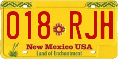 NM license plate 018RJH