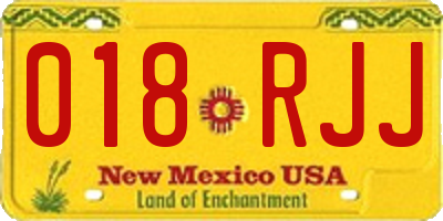 NM license plate 018RJJ