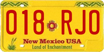 NM license plate 018RJO