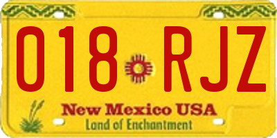 NM license plate 018RJZ