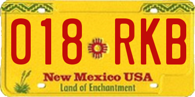 NM license plate 018RKB