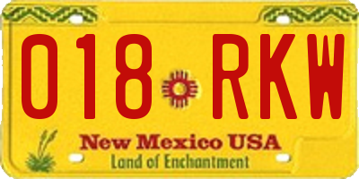 NM license plate 018RKW