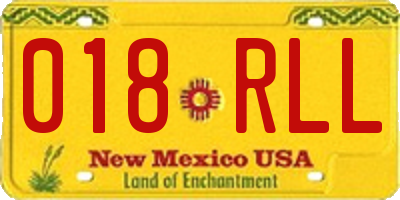 NM license plate 018RLL