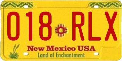 NM license plate 018RLX